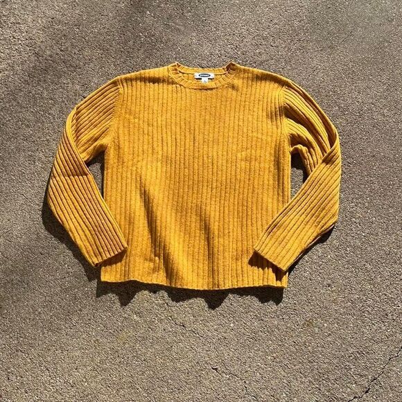 Y2K Vintage Lambswool Chunky Golden Yellow Crewneck Sweater Large Men’s Women’s - Picture 1 of 3